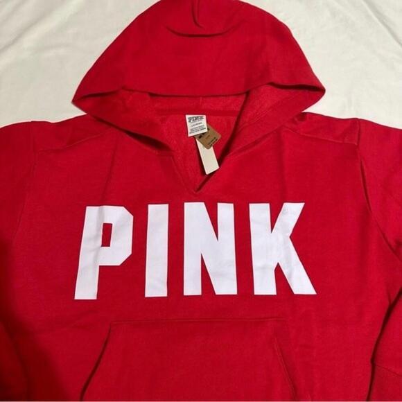 PINK Victoria secret FLEECE CROPPED CINCHED CAMPUS HOODIE - Picture 3 of 3